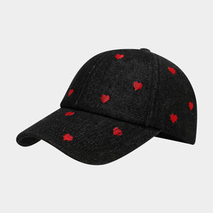 Sweet Heart Embroidery Denim Fabric Women's Baseball Cap h5