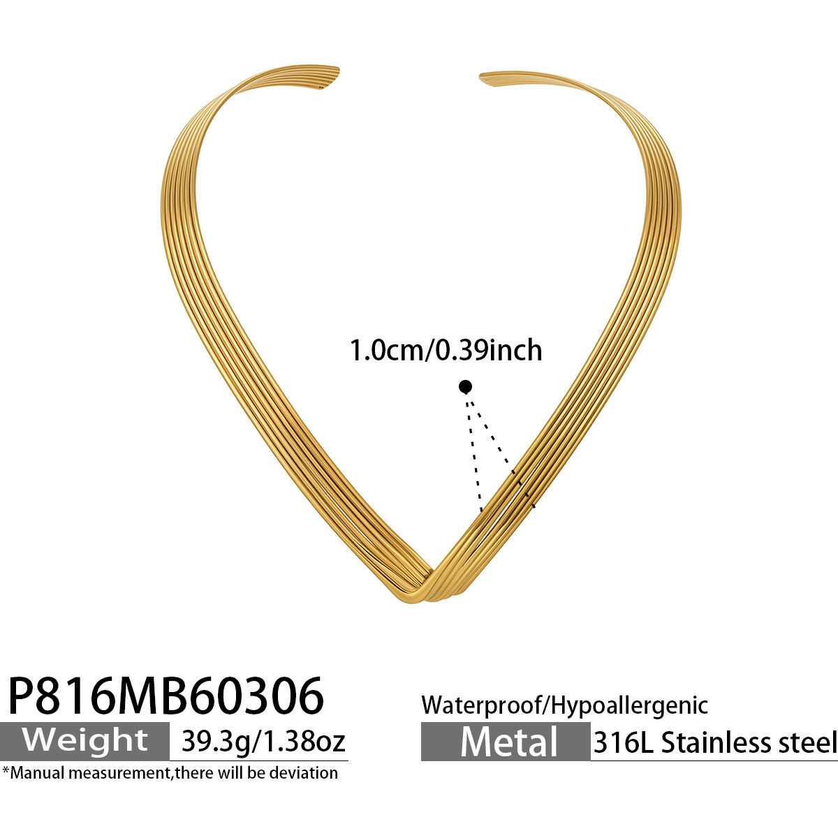 Minimalist Irregular Shape Stainless Steel Waterproof Gold Color Women's Chokers h5 