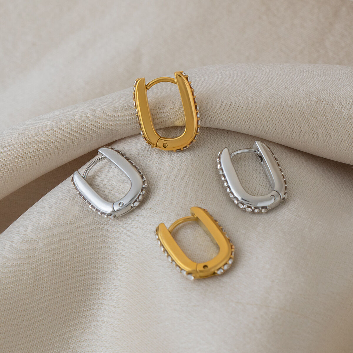 Luxury Daily Circle Stainless Steel Waterproof   Gold Color  Women's Hoop Earrings 2