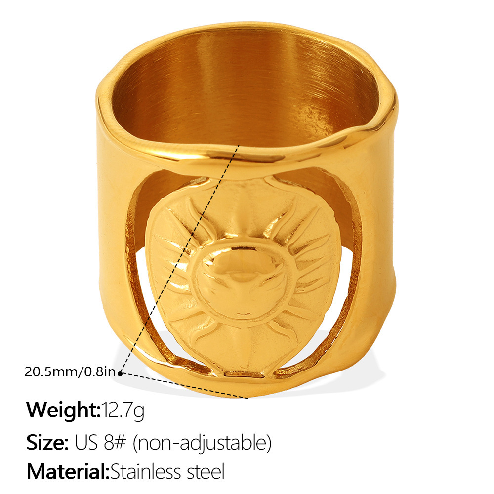 Simple Series Daily Sun Stainless Steel Waterproof Statement Rings Picture2