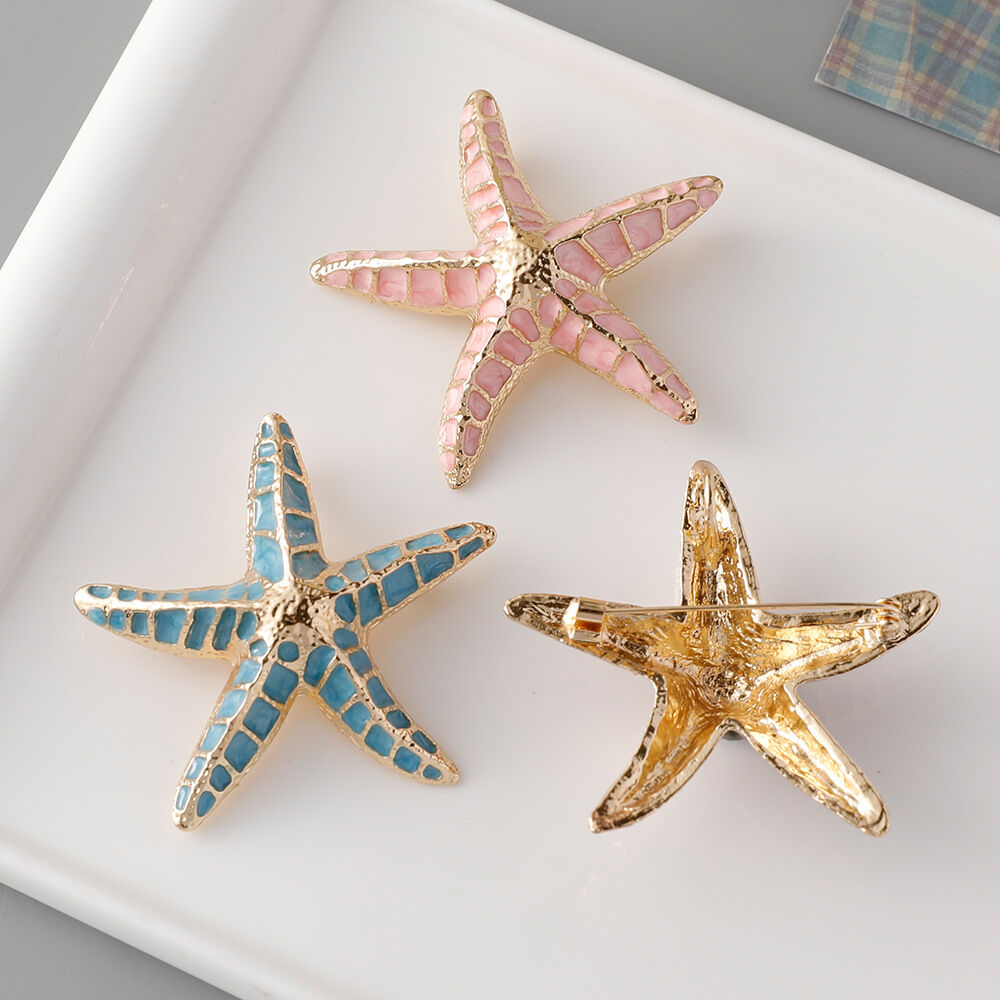 Simple Series Vacation Oceanic Style Starfish Alloy Artificial Pearl Brooches h5Picture2