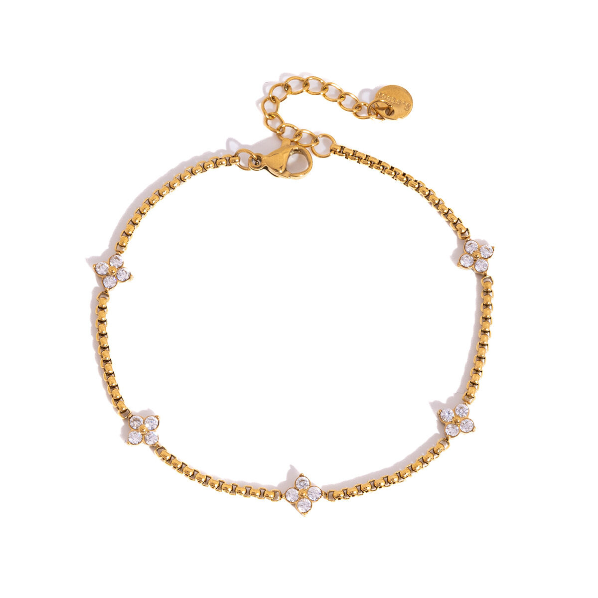 Luxurious Series Simple Clover Stainless Steel Waterproof   Gold Color  Zircon Women's Chain Bracelets h5 Picture4