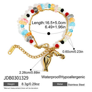 Romantic Series Sweet Beads Fish Stainless Steel Waterproof Gold Color Women's Beaded Necklaces h5