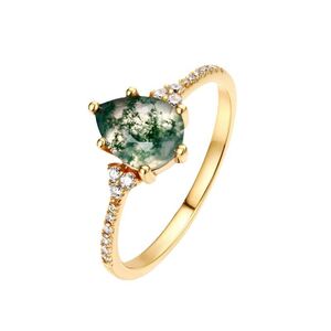 Elegant Droplet Rectangle Geometric Shape S925 Natural Stone Women's 925 Sterling Silver Color Rings h5 Picture4