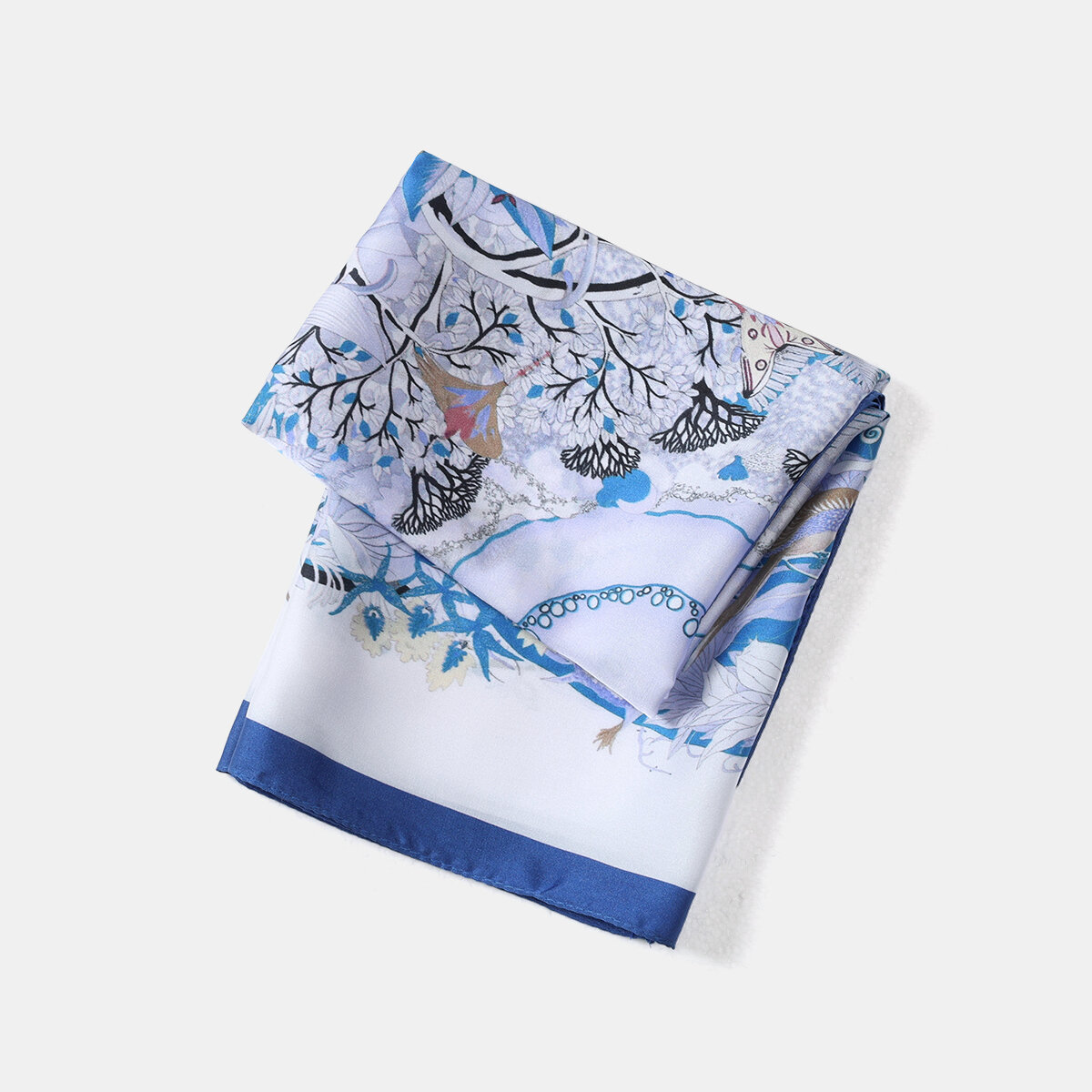 Romantic Series Natural Mixed Color Leaf Plant Birds Geometric Shape  Women's Summer Scarves Picture4
