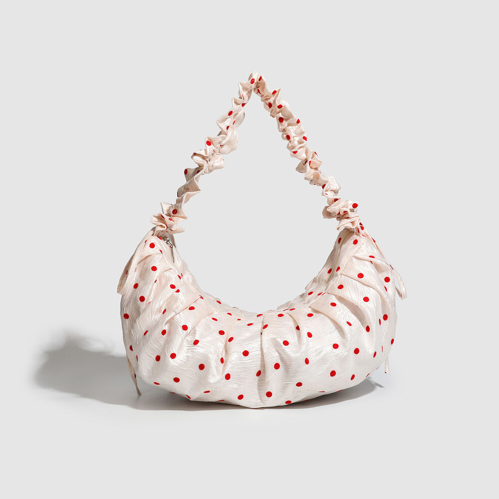 Y2k Style Shirred Solid Color Polka Dots Polyester Women's Pillow Bag