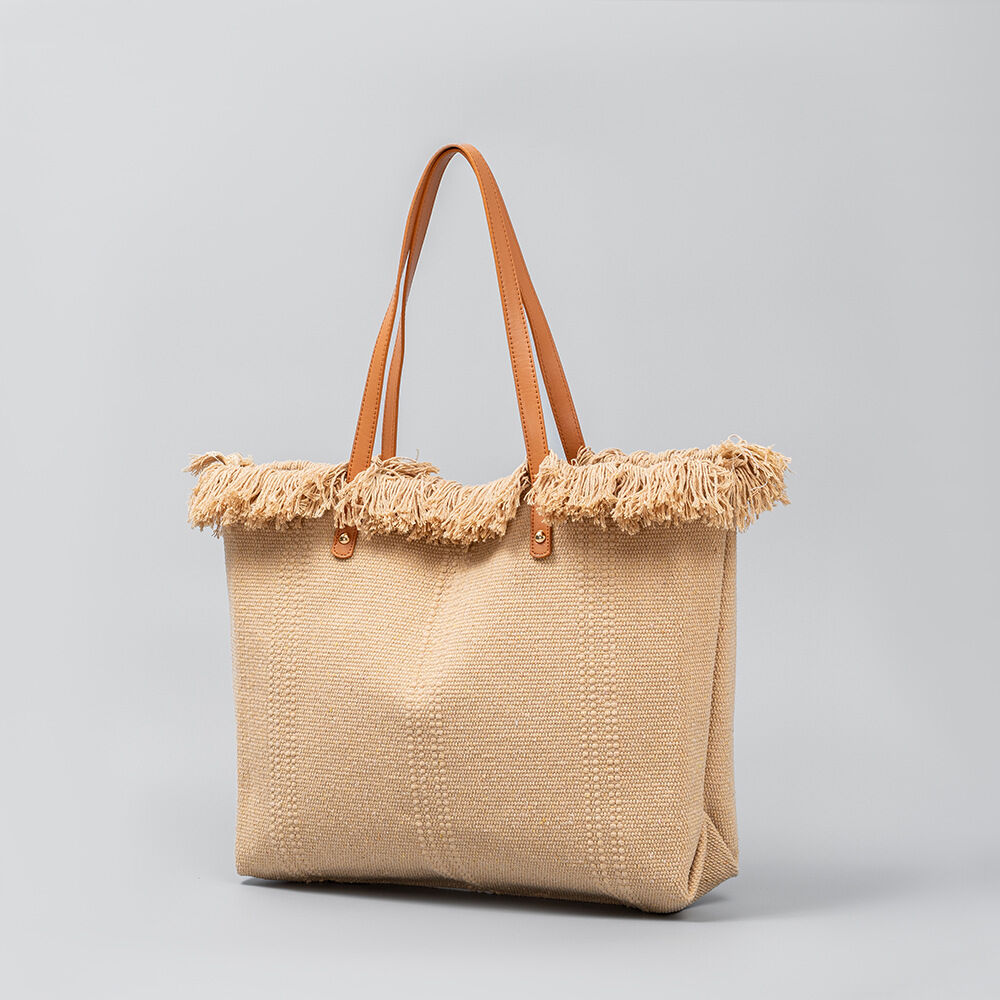 Casual Style Tassel Solid Color Canvas Women's Tote Bag