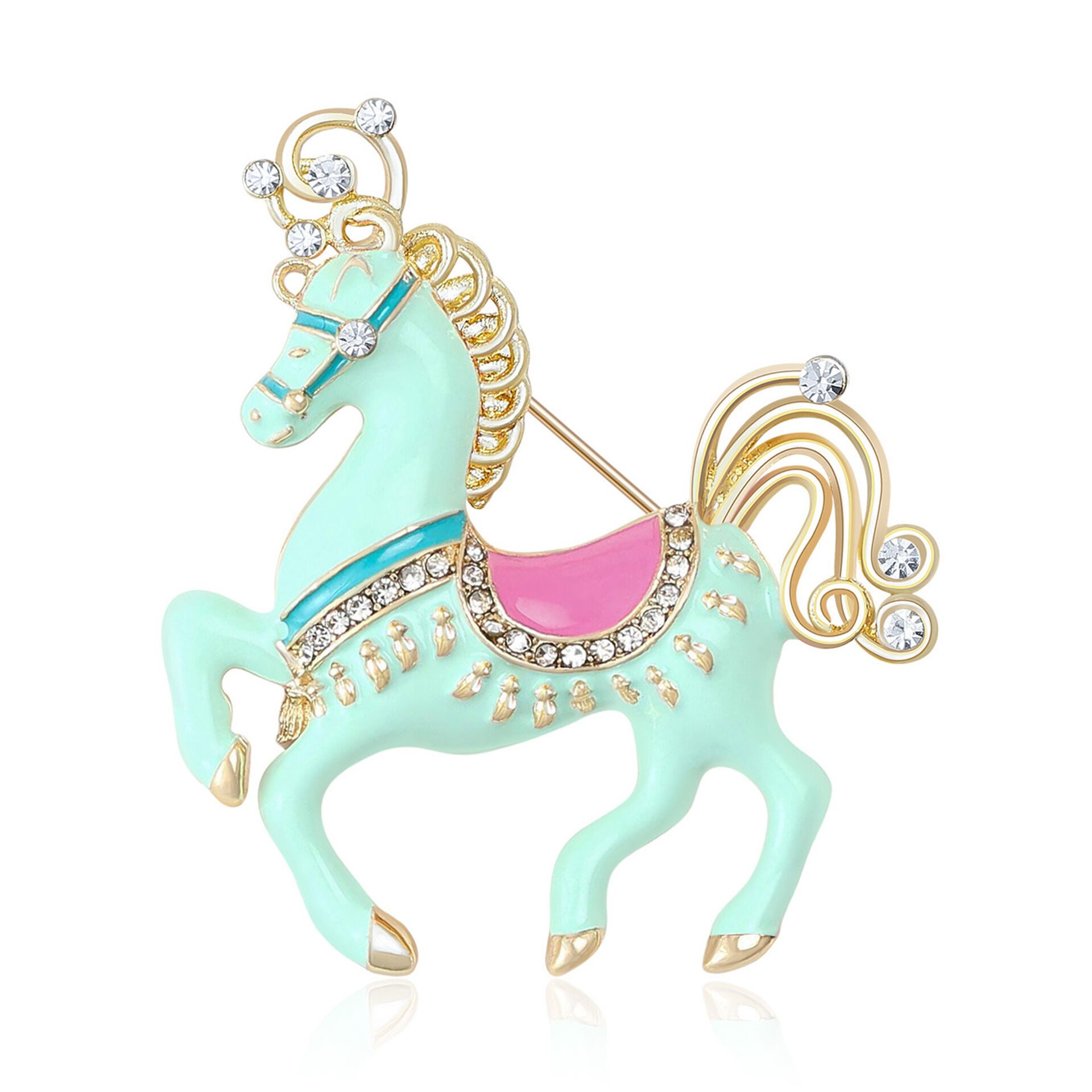 Luxe serie schattige pony legering strass broches 2