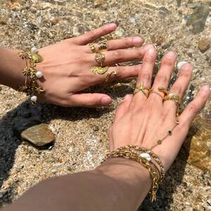 Vacation Oceanic Style Stainless Steel Waterproof Gold Color Women's Charm Bracelets h5 Picture4