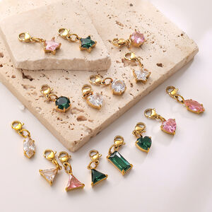Simple Daily Circle Triangle Rectangle Stainless Steel Waterproof Gold Color Zircon Women's Pendants h5 Picture2