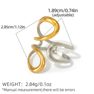 Simple Series Daily Irregular Shape Stainless Steel Waterproof Gold Color Ring Sets h5