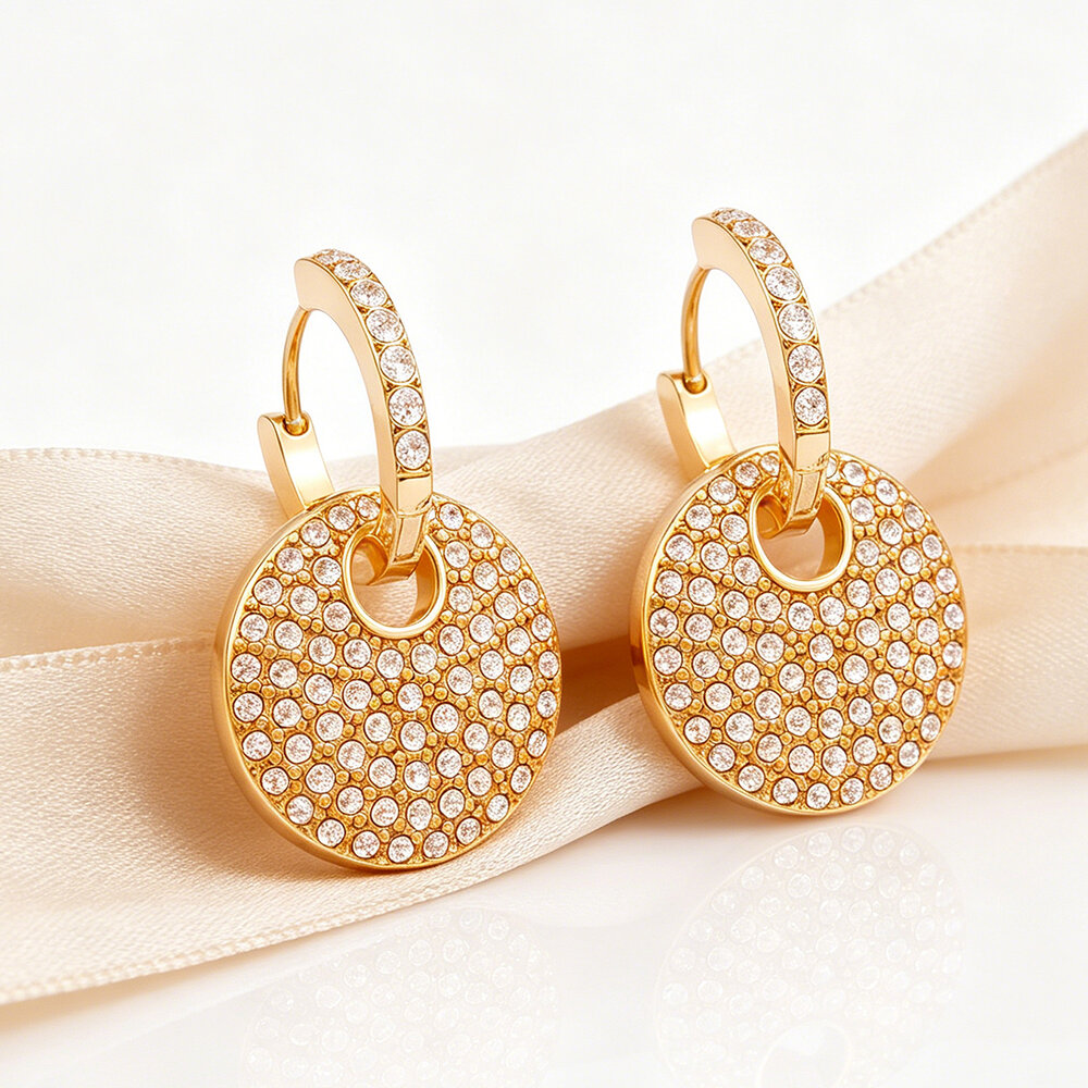 Simple Series Daily Circle Stainless Steel Waterproof Gold Color Women's Hoop Earrings h5Picture5