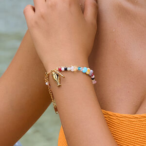 Romantic Series Sweet Beads Fish Stainless Steel Waterproof Gold Color Women's Beaded Necklaces h5 Picture3
