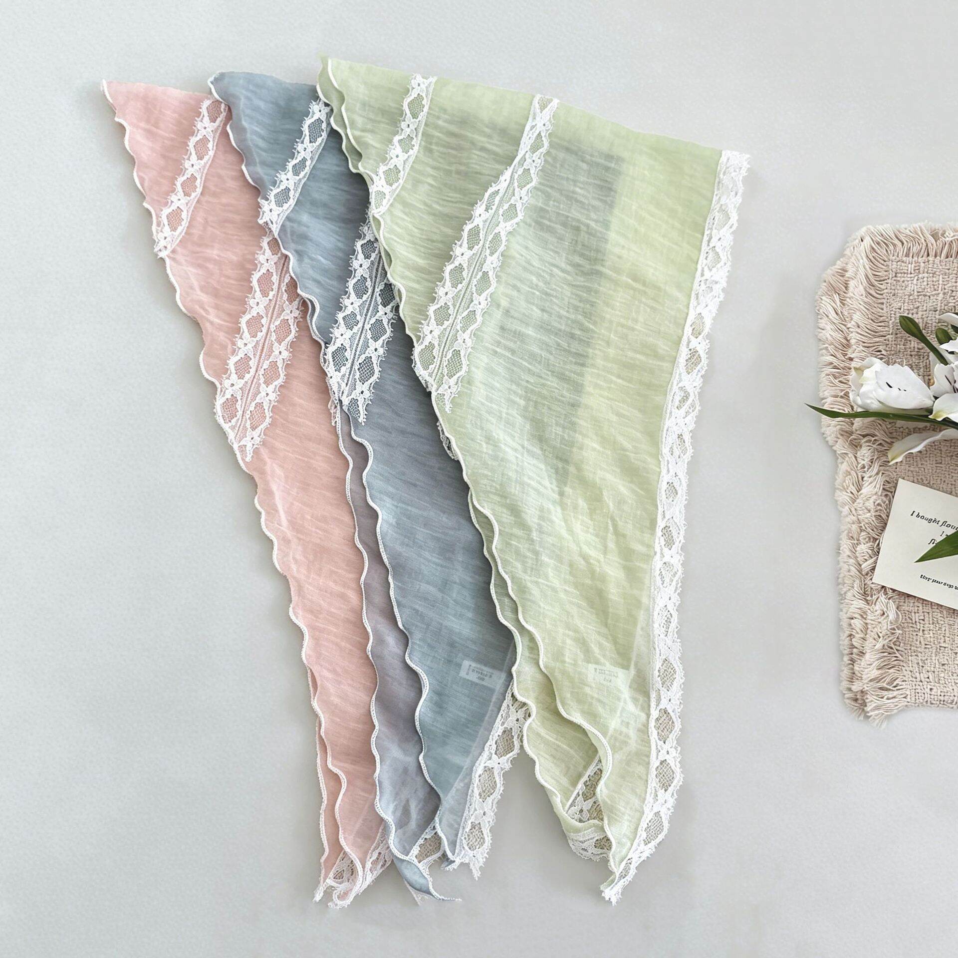 Romantic Series Sweet Solid Color Lace Women's Summer Scarves h5Picture2