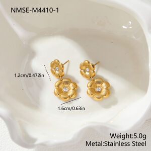 Simple Series Sweet Flower Stainless Steel Waterproof Women's Jewelry Sets h5