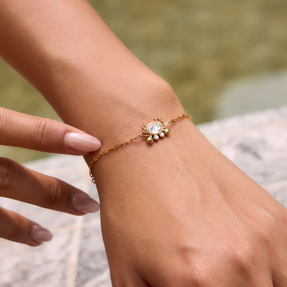 Oceanic Style Stainless Steel Waterproof Crab Shape Gold Color Zircon Women's Necklaces Sets h5 Picture5