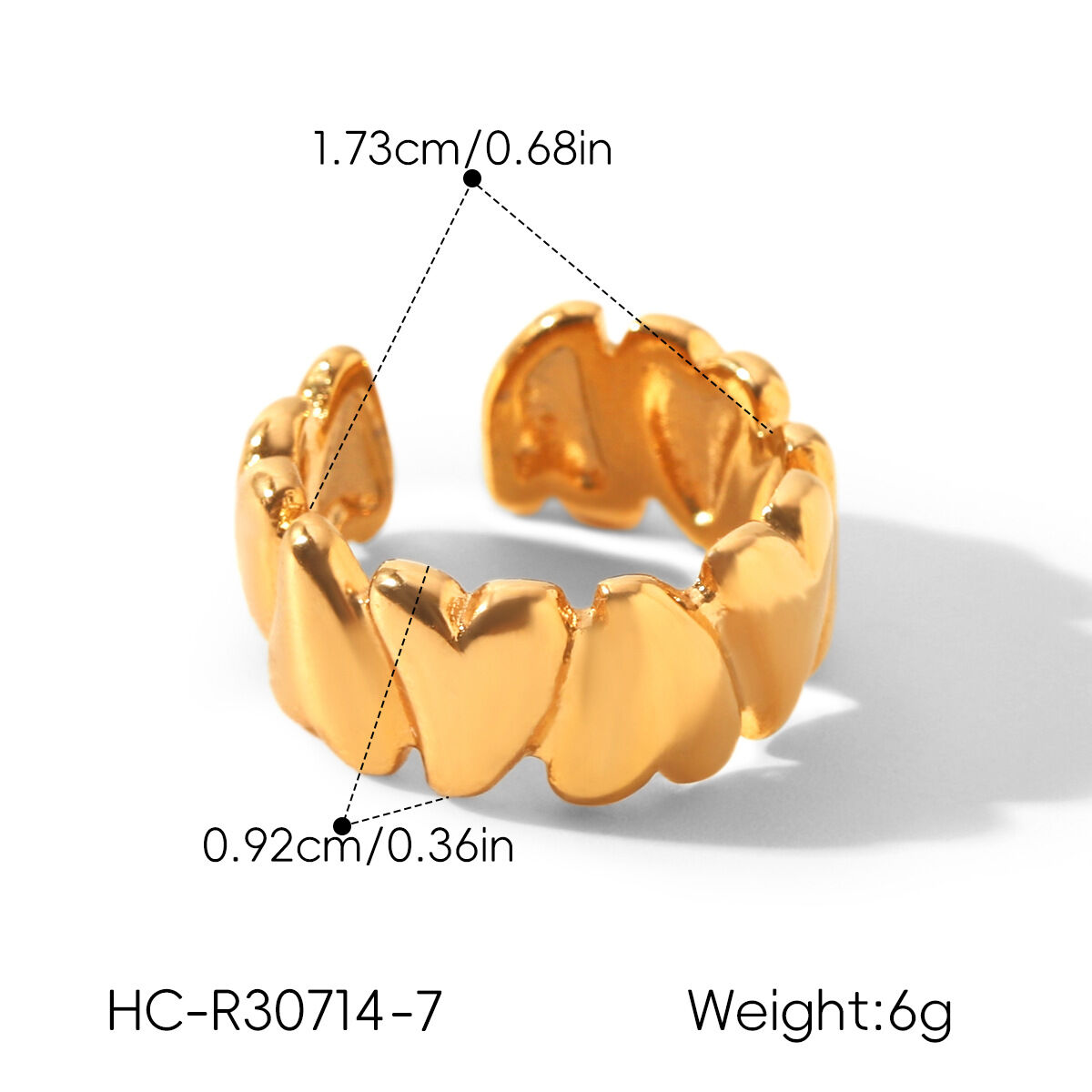 Simple Series Daily Irregular Shape Stainless Steel Waterproof   Gold Color  Statement Rings h5 Picture2