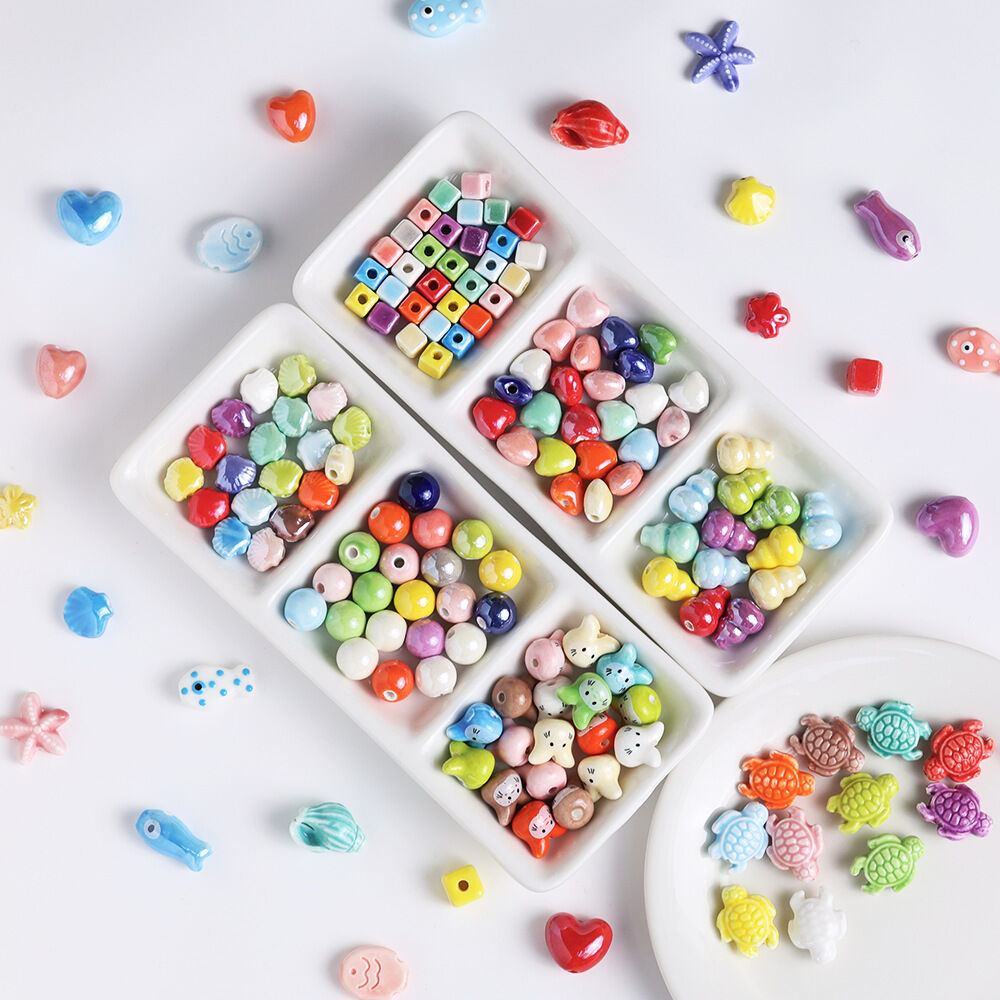 1 Bag Cute Animal Oceanic Style Ceramics Jewelry Beads(10 beads a bag) h5 Picture2