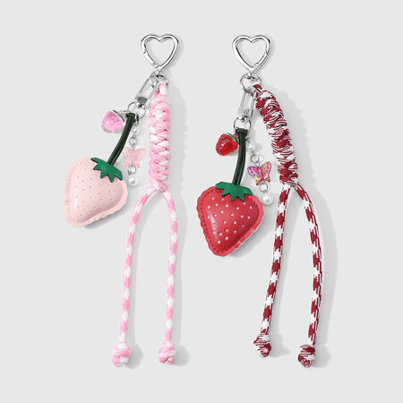 Simple Series Sweet Solid Color Strawberry Butterfly PU Women's Bag Charms