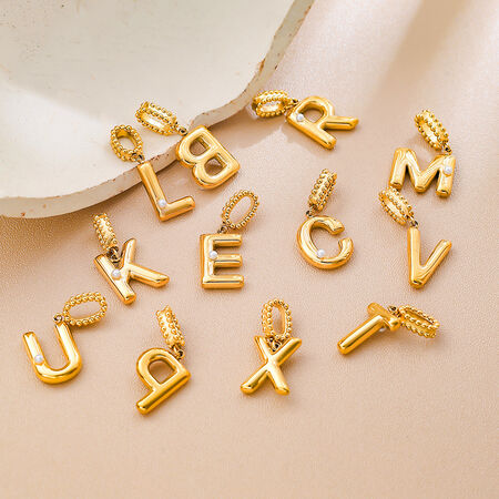 Simple Series Daily Letter Stainless Steel Waterproof Gold Color Pendants