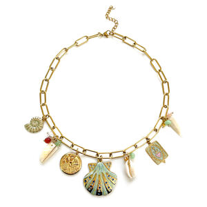 Romantic Vacation Oceanic Style Shell Stainless Steel Waterproof Gold Color Women's Pendant Necklaces h5 Picture4