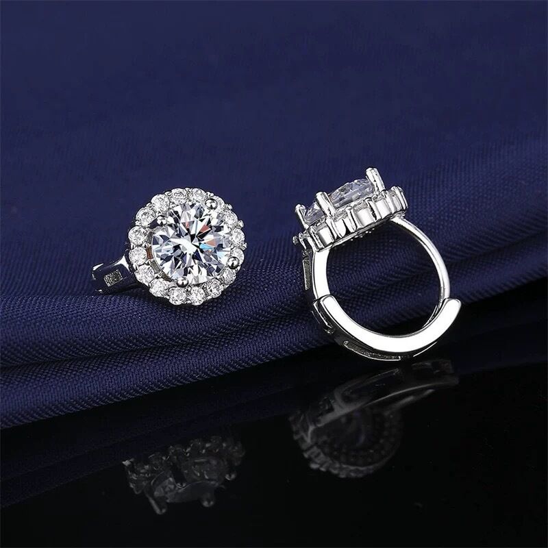 Luxurious Series Elegant Circle S925 Moissanite Women's Moissanite Earrings h5Picture2