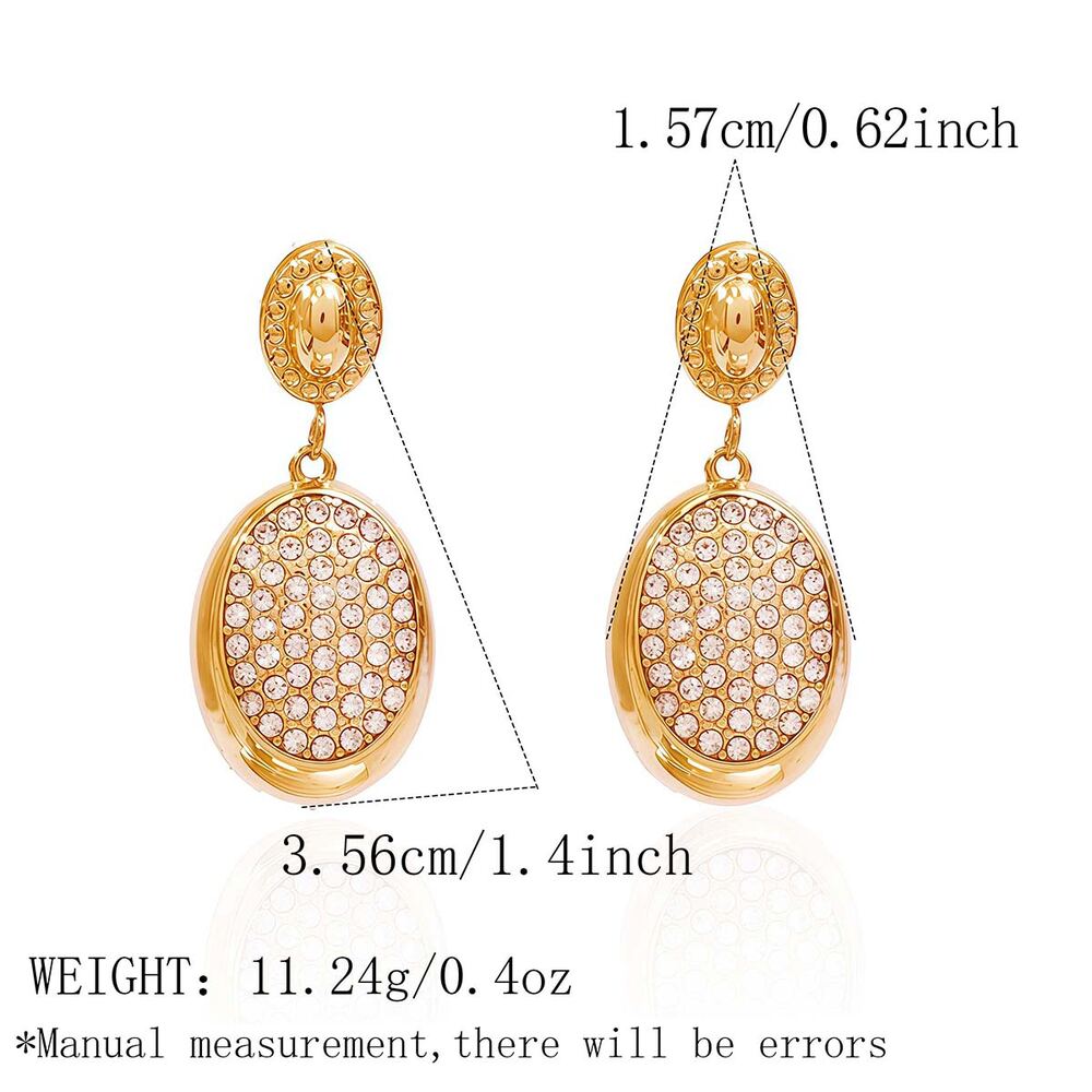 Simple Daily Irregular Shape Circle Stainless Steel Waterproof Gold Color Rhinestone Stud Earrings