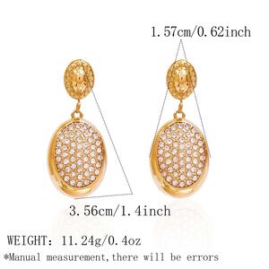 Simple Daily Irregular Shape Circle Stainless Steel Waterproof Gold Color Rhinestone Stud Earrings h5