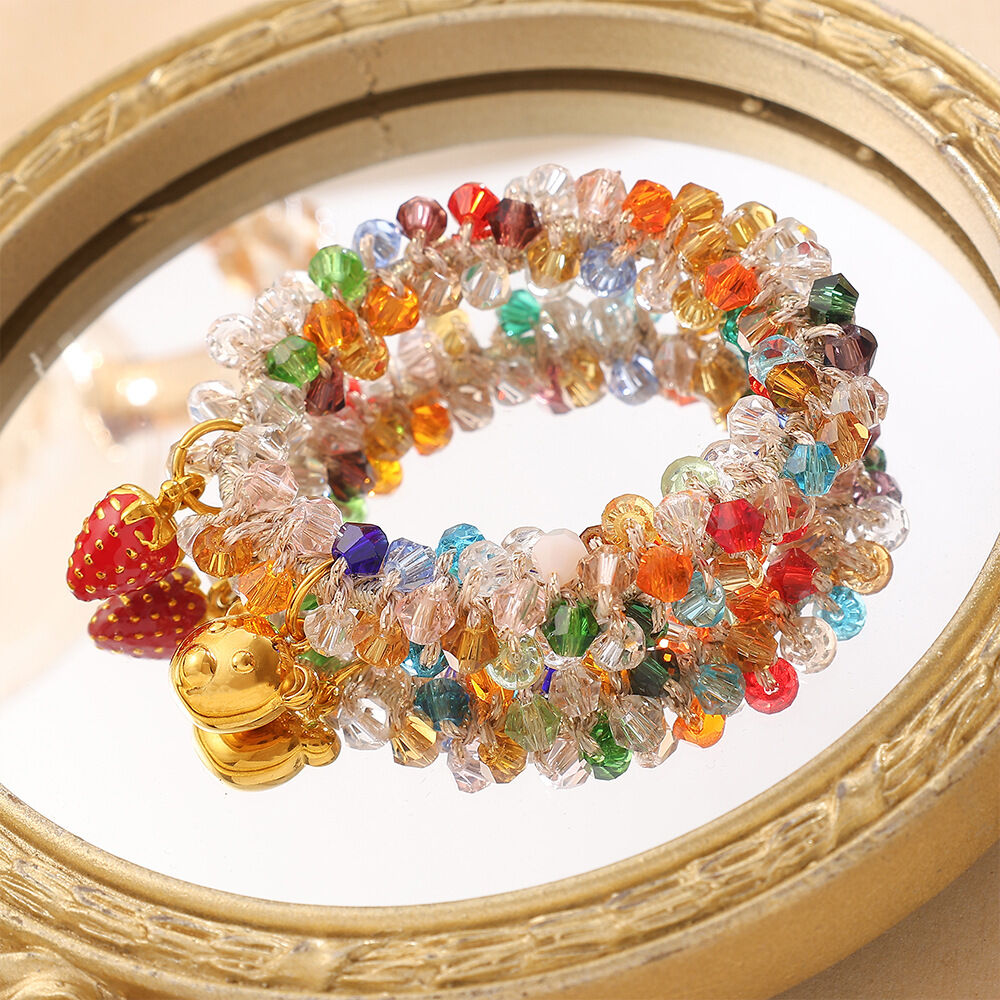 Simple Dopamine Colored Crystal DIY Cherry Blossom Flower Pendant Elastic Women's Scrunchies h5Picture3