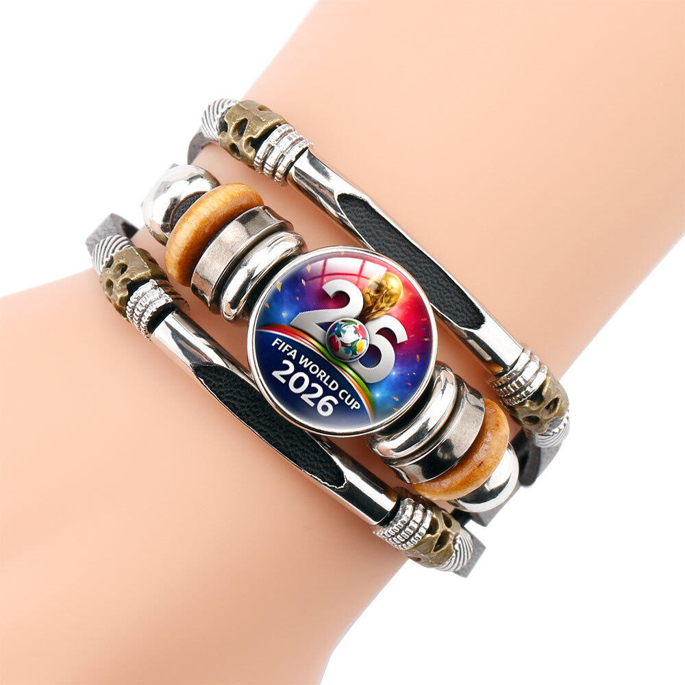 Ethnic Series Retro Football Leather Glass Unisex Men's Bracelets 2