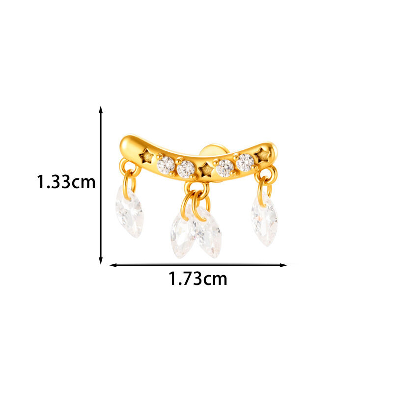 Einfache Ohrstecker für Damen mit Herz, Schleife, Stern, Edelstahl, wasserdicht, goldfarben, Zirkonia Bild2