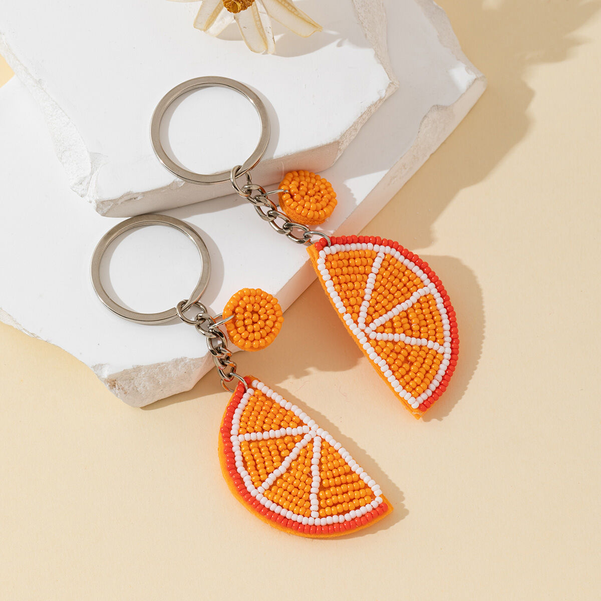 Simple Series Daily Fruit Beads Plastic Keychain