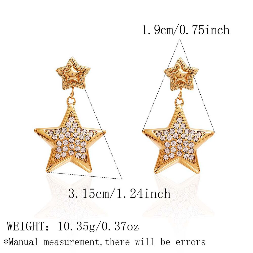 Simple Series Daily Star Stainless Steel Waterproof Gold Color Women's Stud Earrings