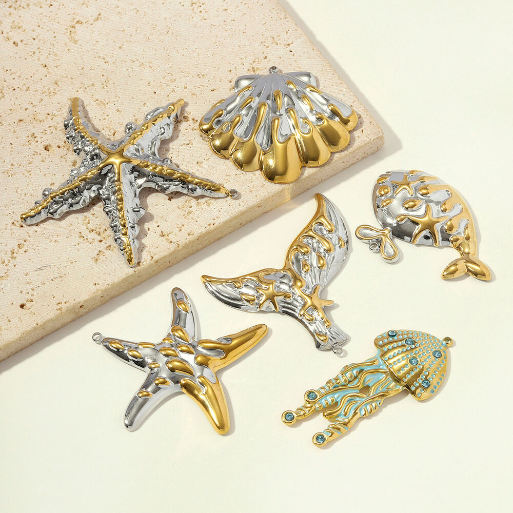 Luxurious Series Diy Oceanic Style Starfish Stainless Steel Waterproof Gold Color Women's Pendants h5Picture2