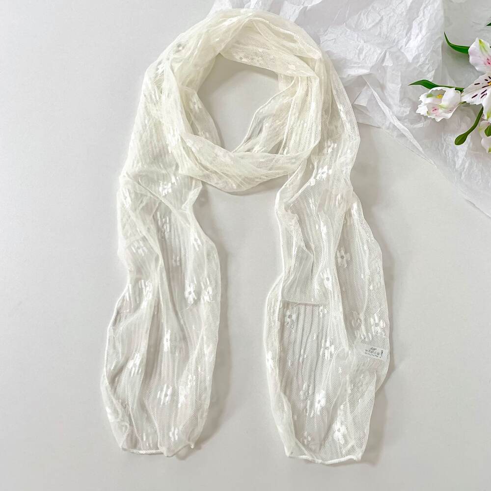 Simple Series Sweet Flower Polyester Women's Summer Scarves