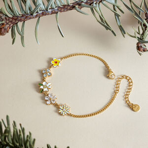Romantic Series Sweet Flower Stainless Steel Waterproof Gold Color Women's Charm Bracelets h5 Picture4