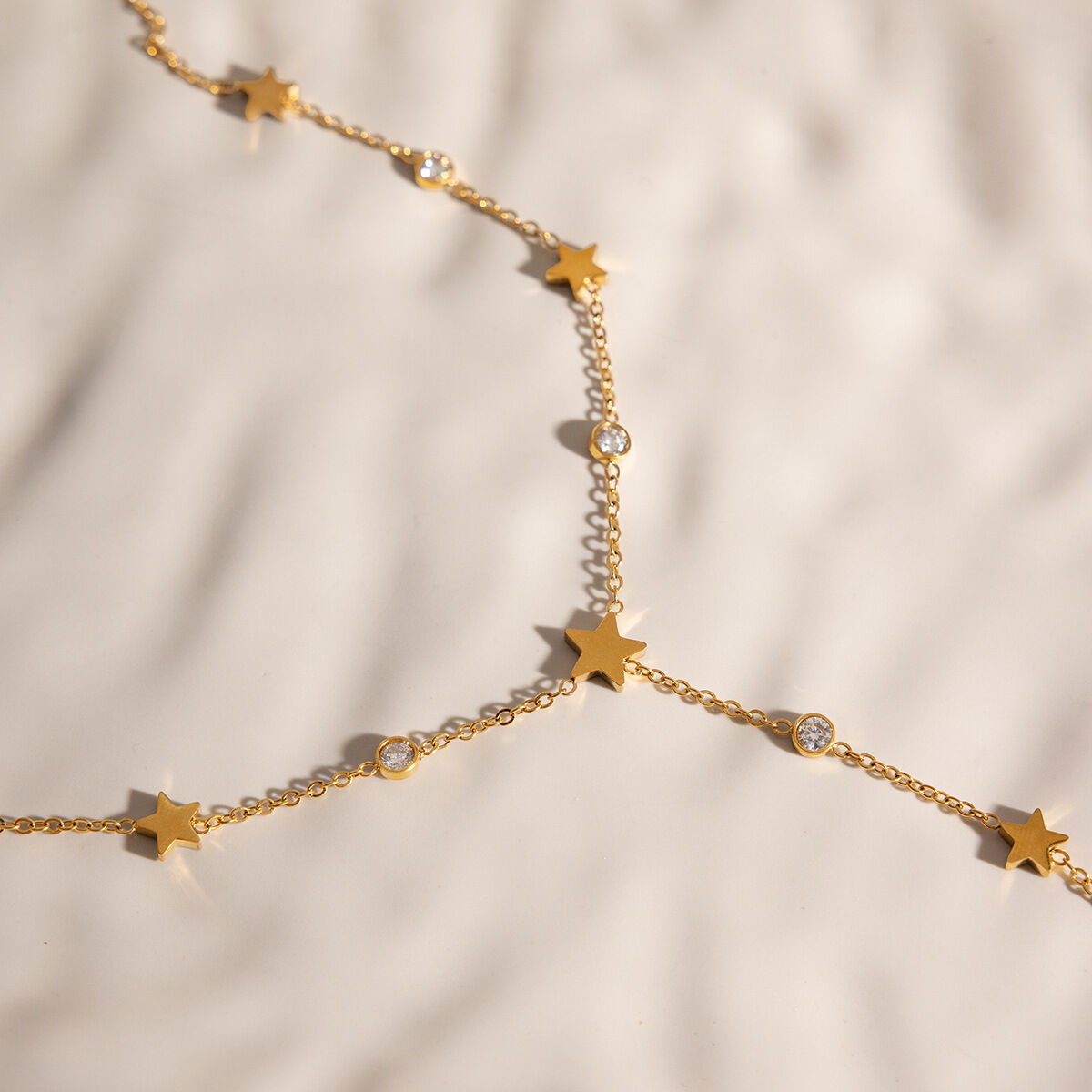 Simple Series Sweet Beads Star Edelstahl Wasserdicht Goldfarbene Perlenhalskette für Damen h5 Bild3