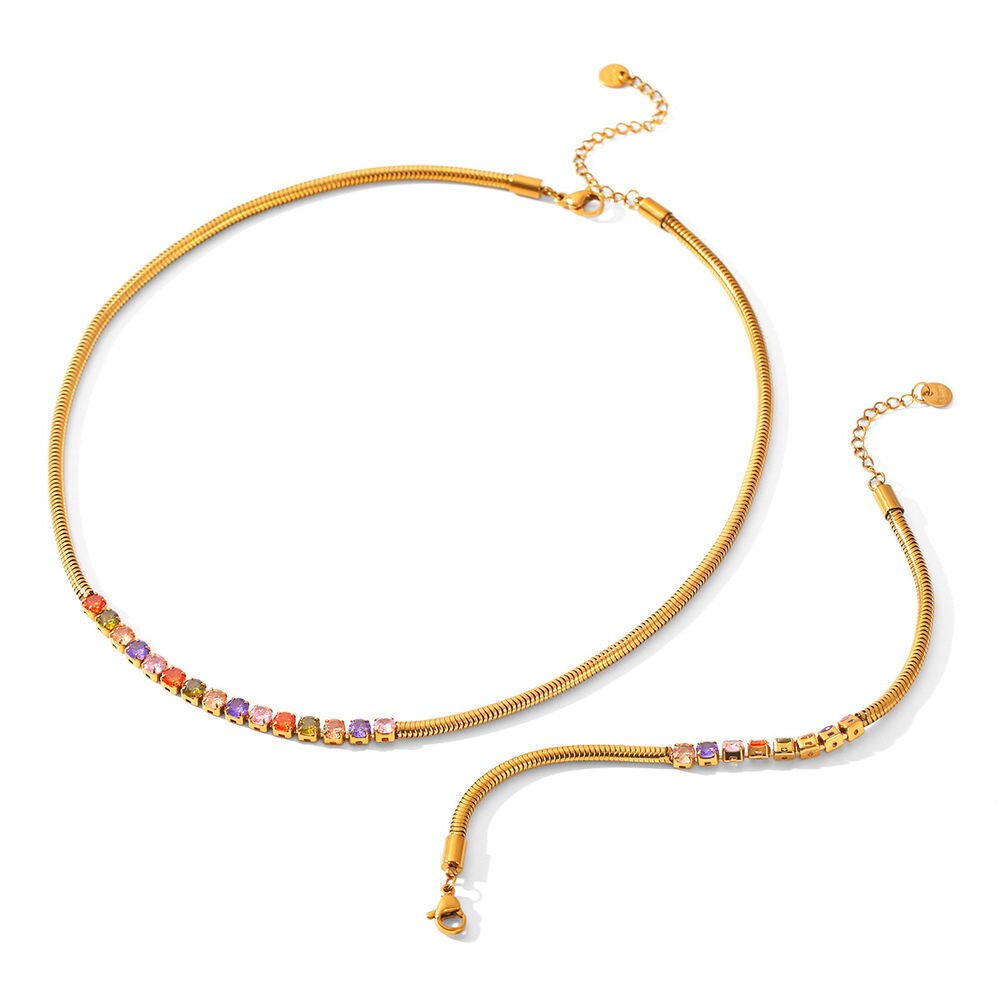 Simple Daily Chain Stainless Steel Waterproof Gold Color Zircon Women's Chain Necklaces Picture5