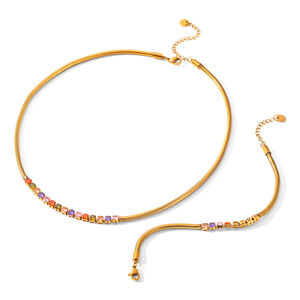 Simple Daily Chain Stainless Steel Waterproof Gold Color Zircon Women's Chain Necklaces h5 Picture5