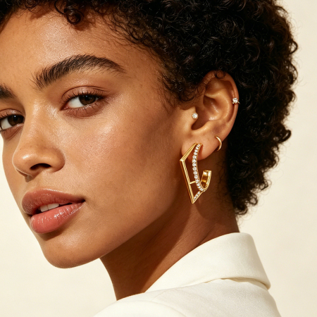 Simple Series Daily Irregular Shape Stainless Steel Waterproof   Gold Color  Women's Stud Earrings 2