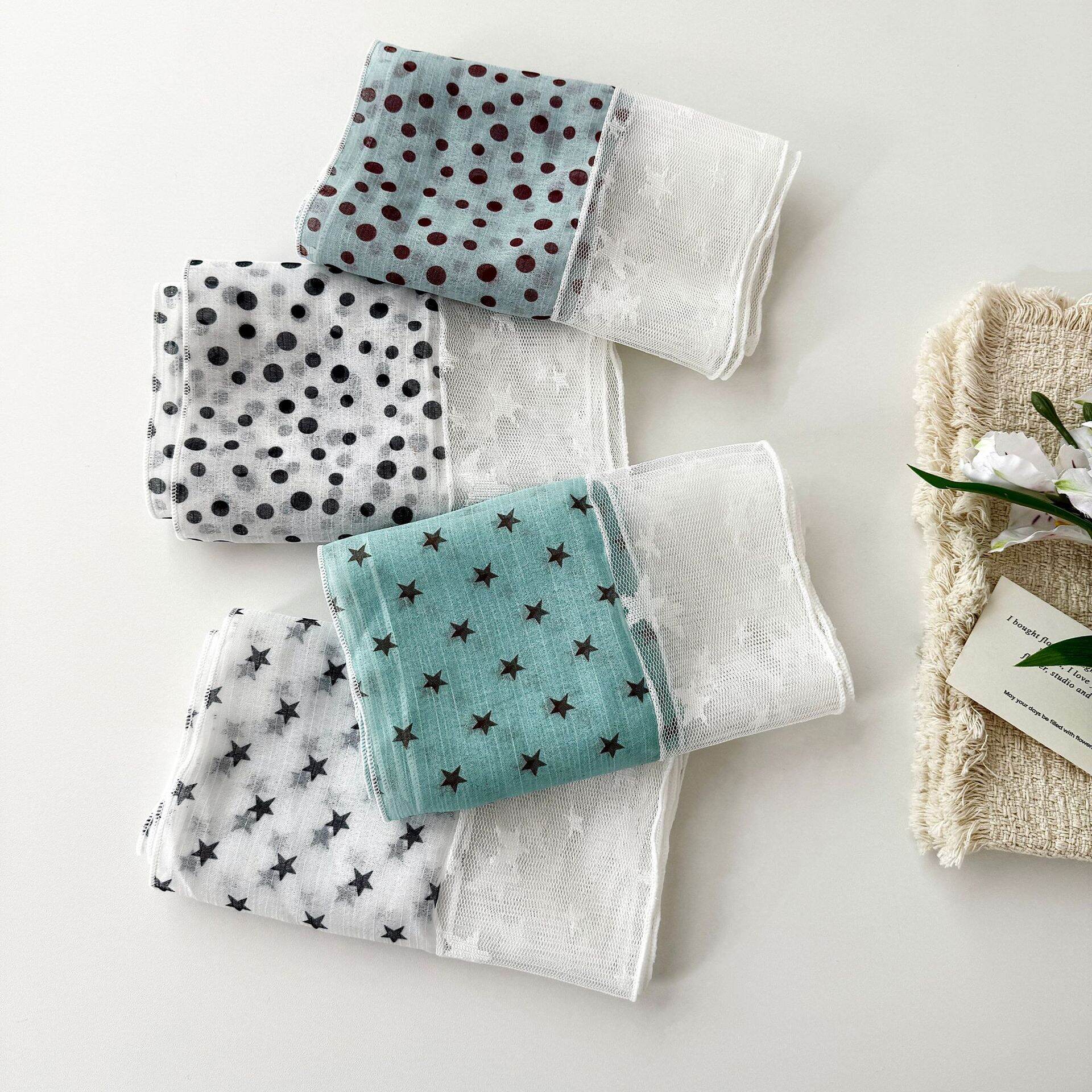 Bufandas de verano para mujer de poliéster con estampado de lunares y estrellas, de la serie Simple. 2