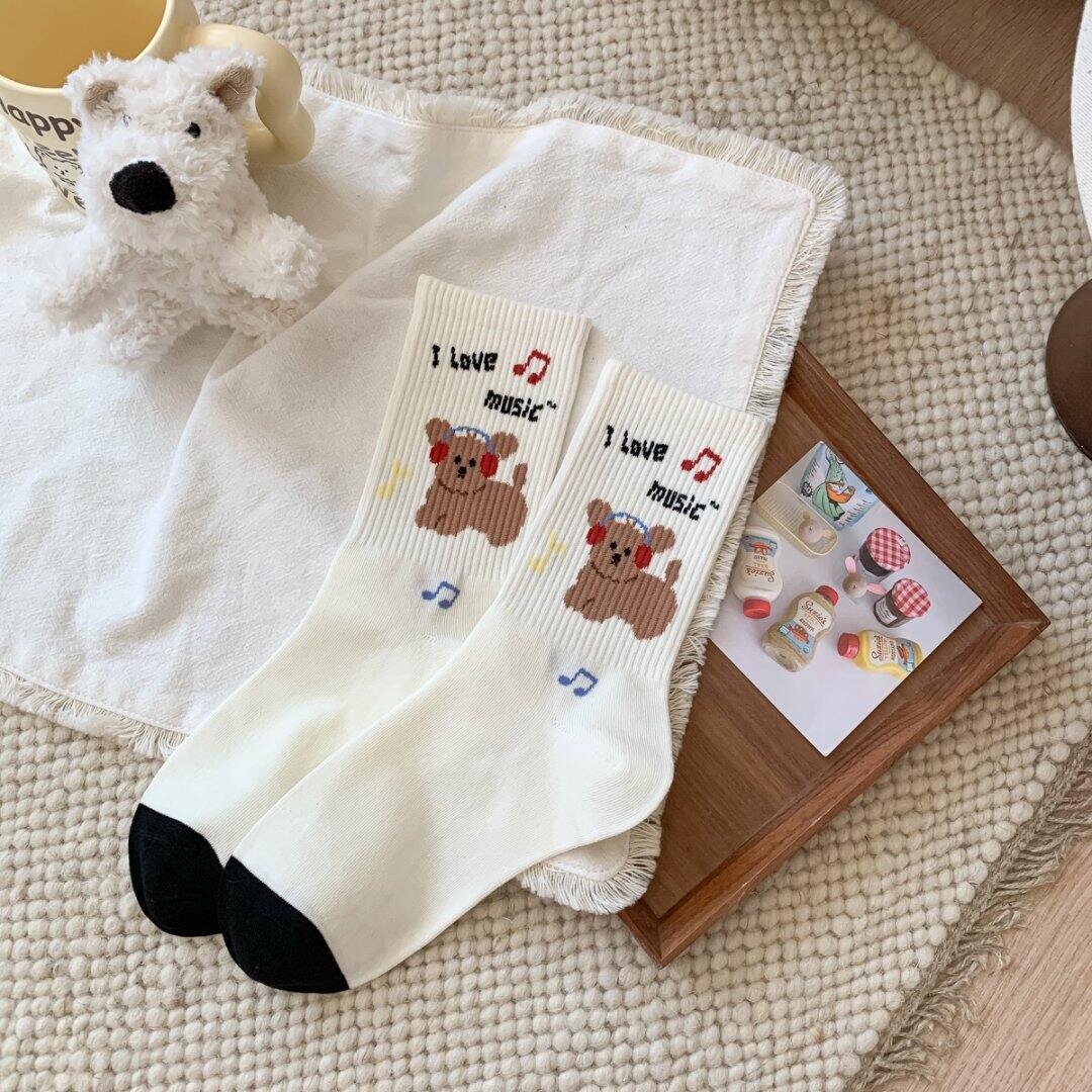 High Bounce Cute Cartoon Puppy Mid-Calf Socks h5 