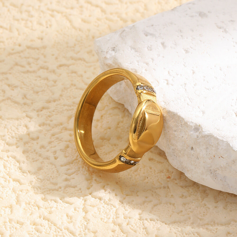 Luxurious Series Elegant Irregular Shape Stainless Steel Waterproof Zircon Statement Rings h5 Picture3