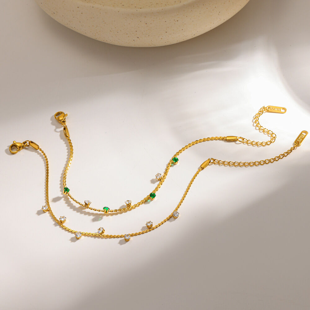 Pulseras de cadena para mujer, de acero inoxidable, impermeables, con forma geométrica informal y color dorado. h5Imagen3
