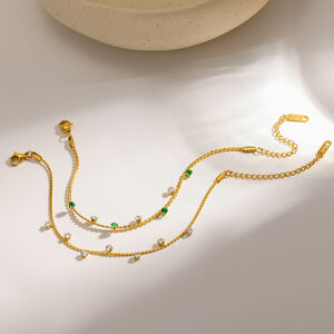 Pulseras de cadena para mujer, de acero inoxidable, impermeables, con forma geométrica informal y color dorado. h5 Imagen3