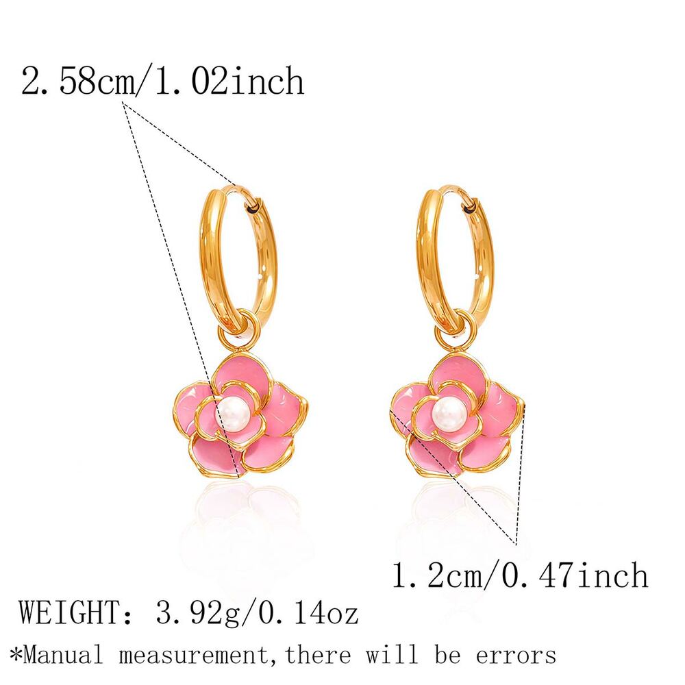 Simple Series Daily Flower Stainless Steel Waterproof Gold Color Women's Hoop Earrings