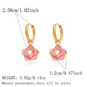 Simple Series Daily Flower Stainless Steel Waterproof Gold Color Women's Hoop Earrings h5