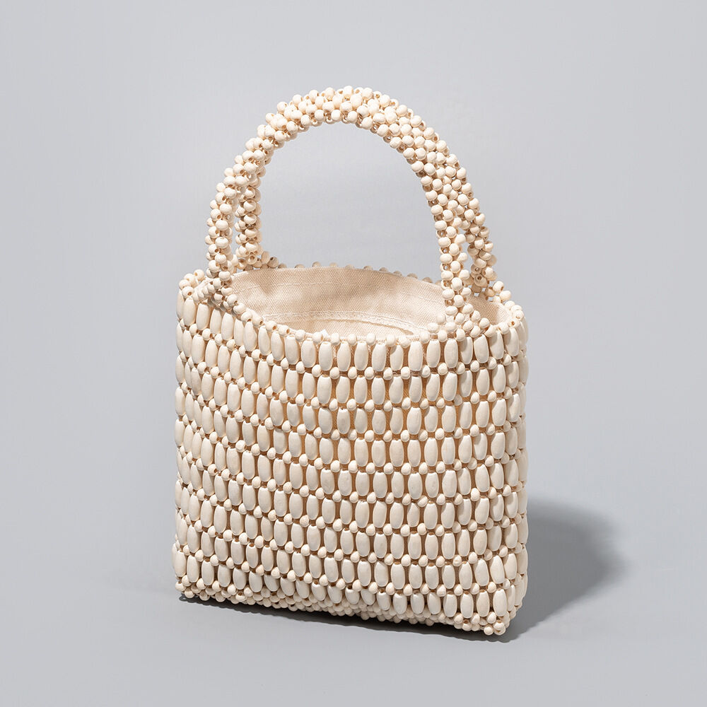 Vacation Style Woven Solid Color Beads Hollowed-Out Acrylic Women's Square Bag