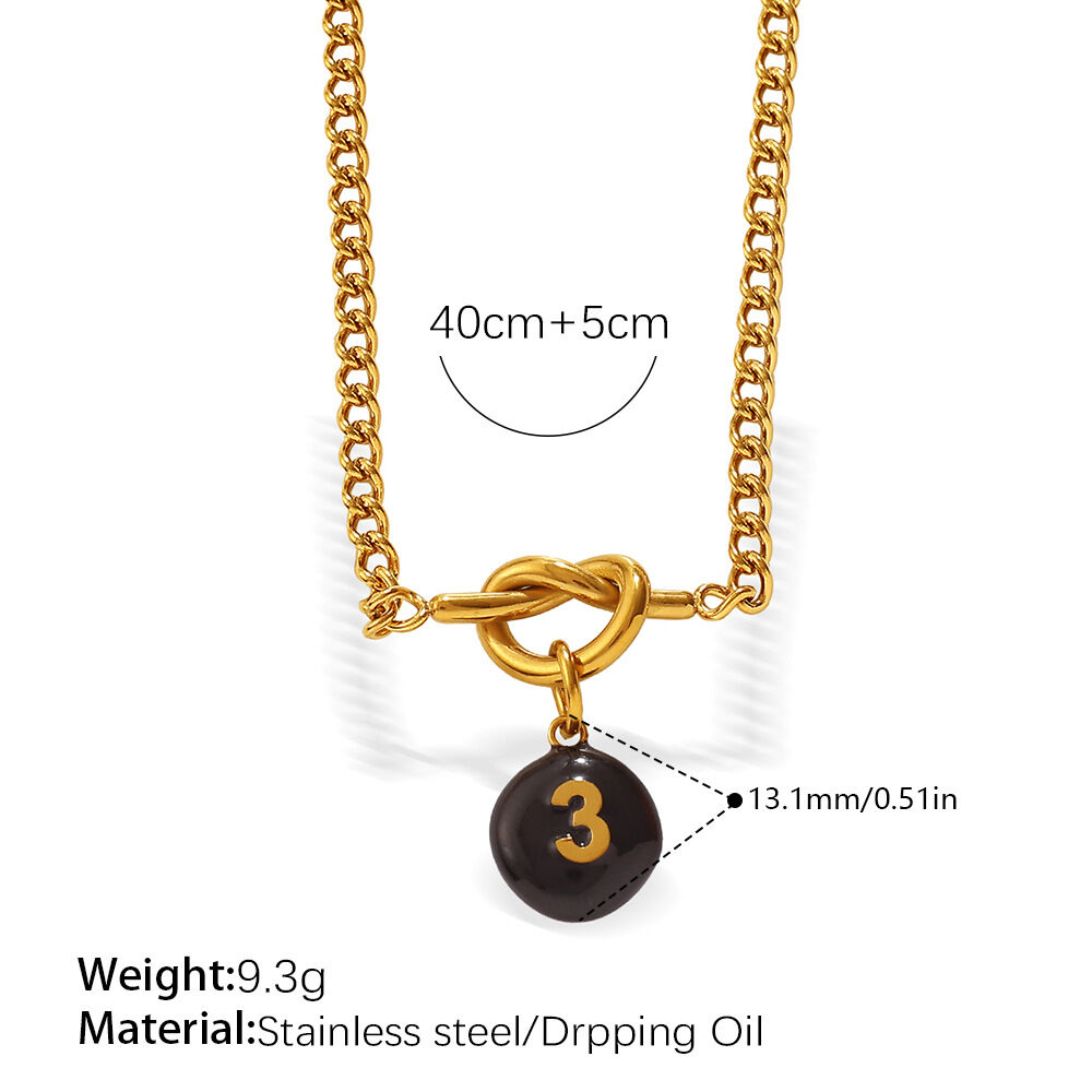 Simple Number Stainless Steel Waterproof Gold Color Women's Pendant Necklaces 