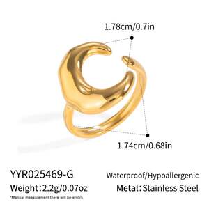 Moon Stainless Steel Waterproof Gold Color Minimalist Rings h5